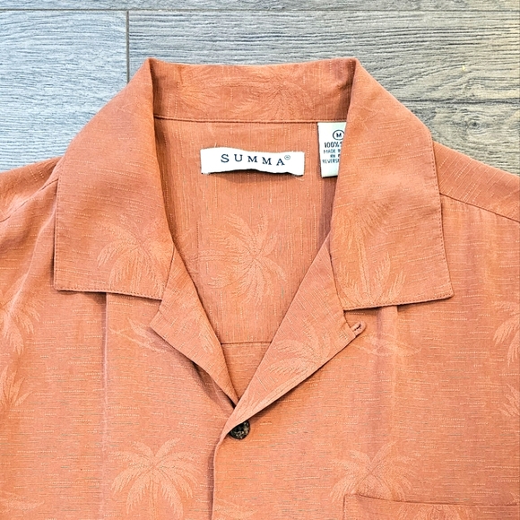 Summa 100% Silk Palm Tree button-down - Picture 2 of 4